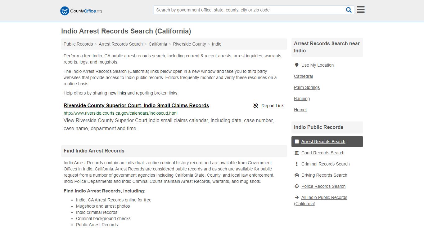 Arrest Records Search - Indio, CA (Arrests & Mugshots) - County Office
